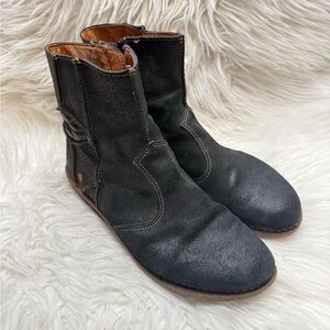 Women's Black Suede Ankle Boots - Classic Pull-On Booties